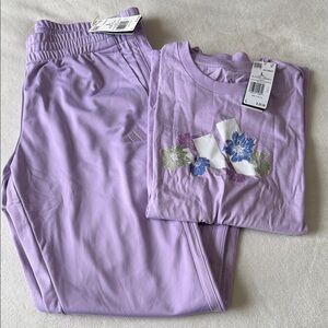 💜 Adidas Track Pants and Floral Shirt